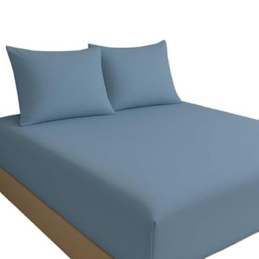 Imagem de Jogo De Lençol Toque De Algodão Casal Box Solteiro(Azul,Queen)