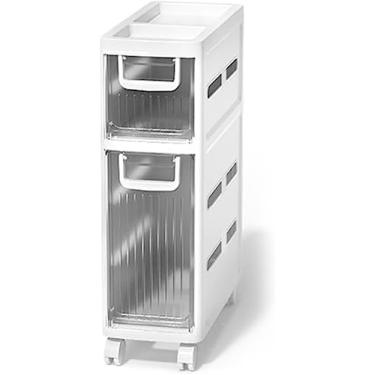 Imagem de Armário de piso de banheiro pequeno com rodas - organizador de prateleiras de banheiro de 2/3/4 níveis para prateleiras móveis em espaços pequenos