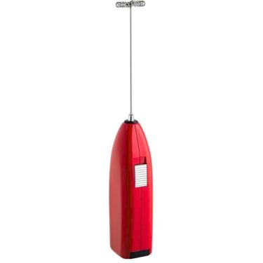 Imagem de Mixer Portátil Manual Premium com Batedor em Aço Inox; Mistura Cremosa e Rápida para Leite, Shakes e Cafés, Alimentação a Pilha, Design Portátil. (Vermelho)