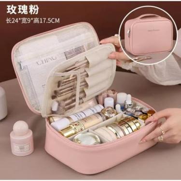 Imagem de Necessaire Organizador Cosmético Maquiagem Feminino Para Viagem Em Alto.(885-ROSA)