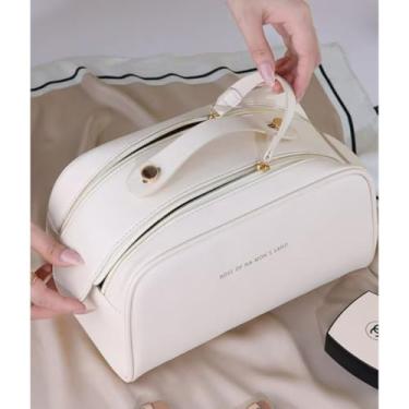 Imagem de Necessaire Organizador Cosmético Maquiagem Feminino Para Viagem Em Alto.(886-BRANCO)