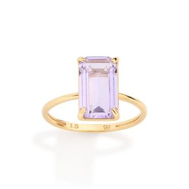 Imagem de Anel Solitário Banhado a Ouro com Cristal 513652 Rommanel COR:LILÁSTAM