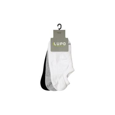 Imagem de Kit Meia Lupo Cano Invisível Sport Pacote 3 Pares 3270, Branco, Preto,