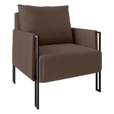 Imagem de Poltrona Virgínia Veludo Marrom Base de Ferro Preto - D'Rossi - DRossi