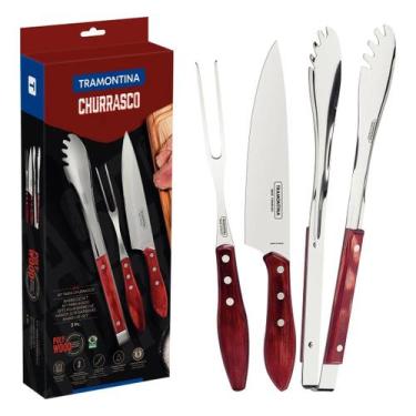 Imagem de Jogo para Churrasco Tramontina Polywood Vermelho 3 Peças