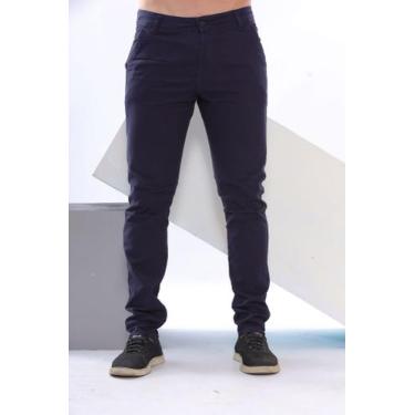 Imagem de Calça De Sarja Reta Skinny Slim Masculina Com Lycra - DIVERSAS CORES -