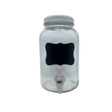 Imagem de Suqueira De Vidro Unica Capacidade. 3 Litros De Vidro + Adesivo lousa e giz - Kombucha ou Eventos(BRANCA)