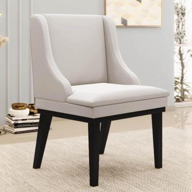 Imagem de Cadeira Estofada Para Sala De Jantar Base Fixa De Madeira Preto Lia Veludo Cinza - Ibiza