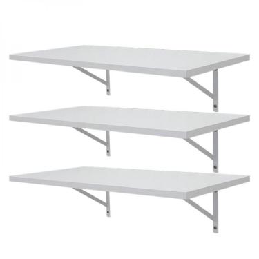 Imagem de Kit 3 Prateleiras 100 X 25cm Branca Com Mão Francesa