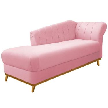 Imagem de Recamier 160Cm Lado Esquerdo Suede Rosa Bebê