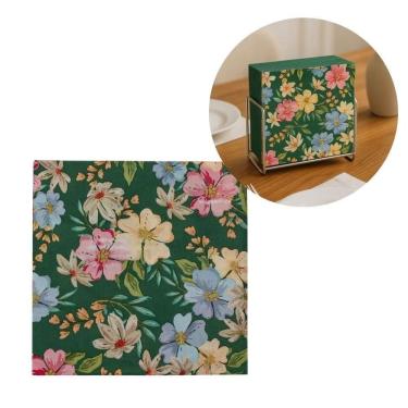Imagem de Guardanapo Decorado Verde Floral Luxo 20 Folhas 33cm - Tuut