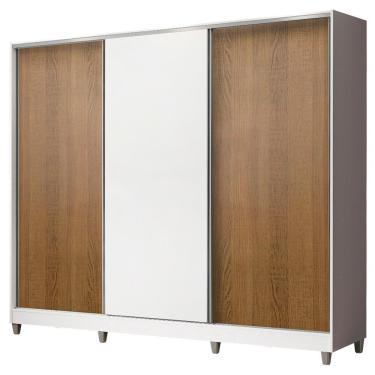 Imagem de Guarda Roupa Casal MDF Zurique 3 Portas Branco Rustic Madesa