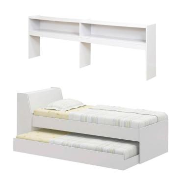 Imagem de Cama Solteiro Bicama Com Estante Ditália Bb-28-29 Branco