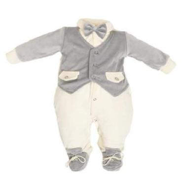 Imagem de Macacão Plush Luxo Bebê Menino Inverno Gravata Lessa B8904-Masculino