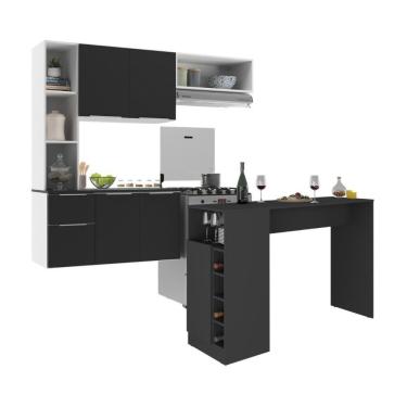 Imagem de Armário De Cozinha Com Bancada Americana/mesa Gourmet Sofia Multimóveis Mp2195 Branco/preto Branco/preto