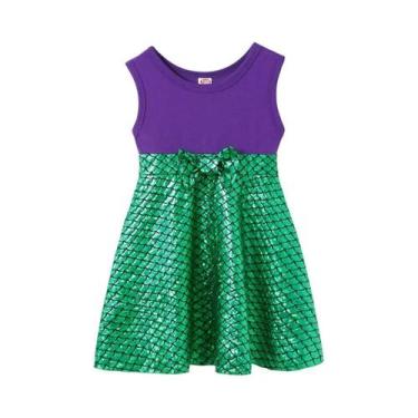 Imagem de Vestido Casual De Sereia Rapunzel Para Meninas, Manga Curta, Fantasia 