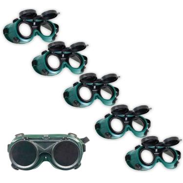 Imagem de Oculos De Solda Kit 5 Uni EPI Mascara De Protecao Articulavel Dupla Lente Equipamento Profissional Soldador Com Filtro