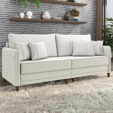 Imagem de Sofá 4 Lugares Living 252cm Pé Madeira Zoe Boucle Bege Z08  - Mpozenato