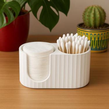 Imagem de Cotonetes e suporte para discos de algodão - Tudona3d, Branco
