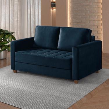 Imagem de Sofá Cama 2 Lugares 150 Casal Veludo Paris Preto C/ Castanho