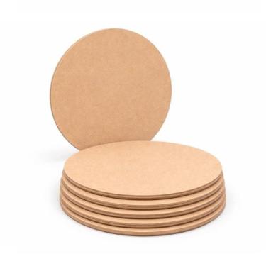Imagem de Kit Com 6 Bolachas 35x35 Mdf Cru Redondo Base Sousplat 3mm - Moveis C.