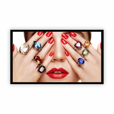 Imagem de Quadro Canvas Premium Moldura Mulher Mãos Anéis Cor 60X40Cm