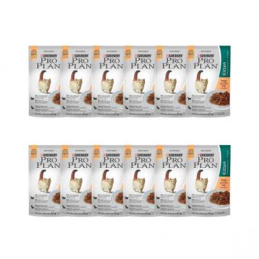 Imagem de Pack Ração Úmida PRO PLAN Gatos Filhotes Frango ao molho 85g com 12 un