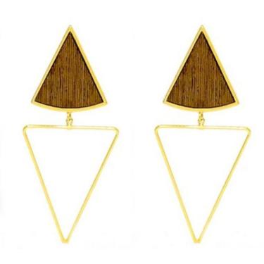 Imagem de Brinco Maxxi Folheado a Ouro 18k com Base em Madeira