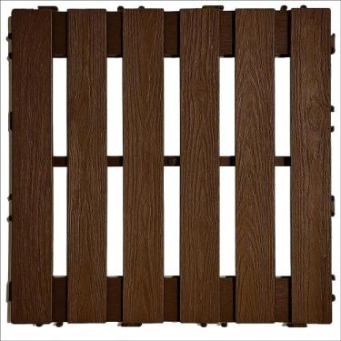 Imagem de Kit 12 Decks MAXX Madeira Plástico Encaixe Modular Piscina Sacada Box,