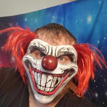Imagem de Máscara De Palhaço Joker Meia Face Sangrenta Para Halloween, Carnaval,
