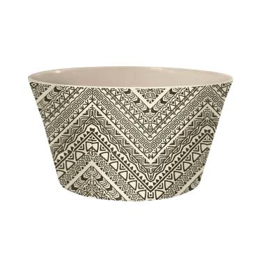 Imagem de Saladeira Yangzi Pequena Redonda Fibra de Bambu Preto e Branco 15cm