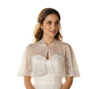 Imagem de Bolero De Renda Feminino Branco Elegante Para Noivas Festas - - anjo d
