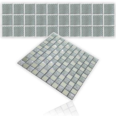 Imagem de Pastilha Autocolante De Vidro Kit 30 Uni Parede Cozinha Lavabo Box Decorativa Facil Aplicacao Reforma Moderna Requinte