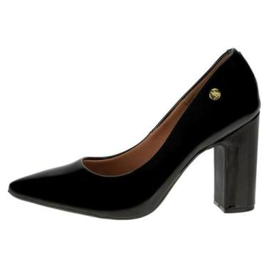 Imagem de Scarpin Feminino Bico Fino Salto Bloco Alto Vizzano, 38, Preto
