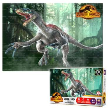 Imagem de Quebra Cabeça Dinossauro Therizinosaurus Jurassic World 100P, Verde