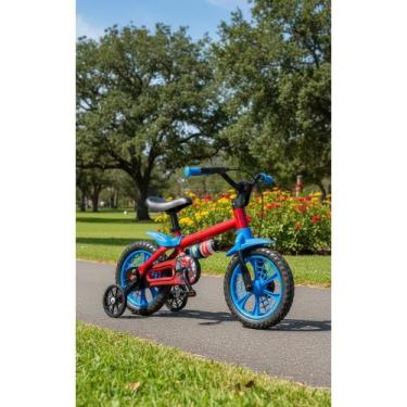 Imagem de Bicicleta Infantil Aro 12 Aventura Super Herói Vermelho Azul - Congrat