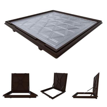 Imagem de Tampa Piscina Casa Máquina 50x50 Articulada Rebaixada Marrom