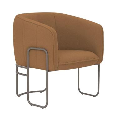 Imagem de Poltrona Sala De Estar Marie Base Aço Titânio Bouclé Terracota - Nexta Casa