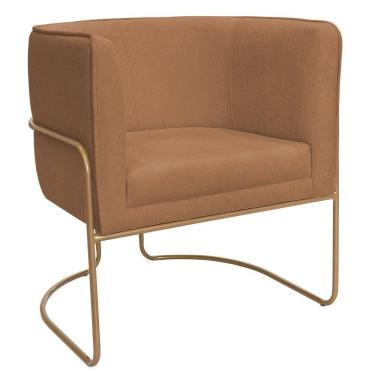 Imagem de Poltrona Decorativa Betina Base Aço Ouro Fosco Bouclé Terracota - Nexta Casa