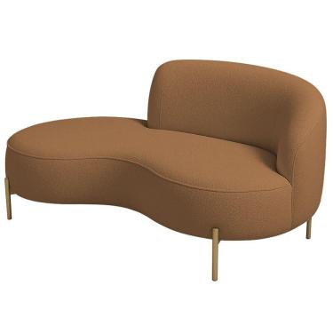 Imagem de Sofá Curvo 2 Lugares 150cm Braço Esq. Thommy Pés Ouro Bouclé Terracota - Nexta Casa