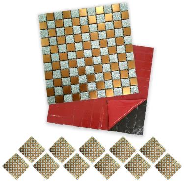 Imagem de Pastilha De Vidro Kit 11 Uni Adesiva Parede Cozinha Sala Banheiro Moderna Requintado Facil Aplicacao Reforma Decorativa