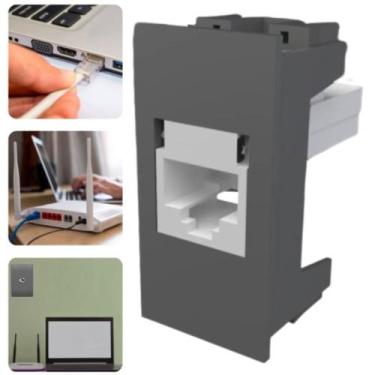 Imagem de Módulo Tomada Rede Informática Rj45 Habitat Onix Chumbo Fame