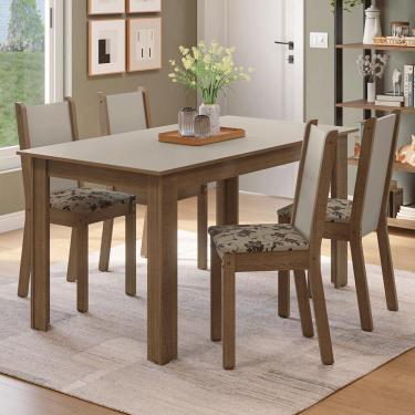 Imagem de Conjunto Sala de Jantar Alva Mesa Tampo de Madeira 4 Cadeiras Madesa