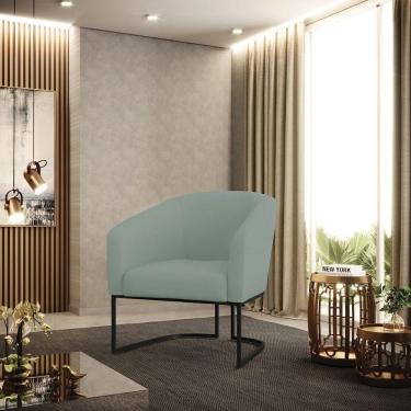 Imagem de Poltrona Sala Decorativa Stella Base Industrial Veludo Cotelê Verde Preto D Rossi
