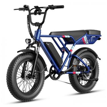 Imagem de Bicicleta elétrica Jasion RetroVolt azul pneus 20"x4" suspensão dupla motor 1...