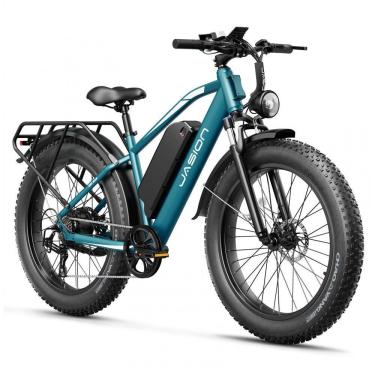 Imagem de Bicicleta elétrica Jasion EB5 MAX azul, pneus 26x4, motor até 2000W, bateria 48V 15Ah, 7 marchas, suspensão dianteira e voltagem 110V
