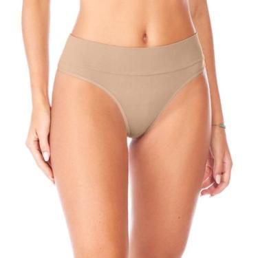 Imagem de Calcinha Fio Cós Largo sem Costura Zee Rucci Bege, M, Bege