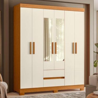 Imagem de Roupeiro Solteiro 6 Portas 2 Gavetas Com Espelhoo - Mais de Casa, Cuma