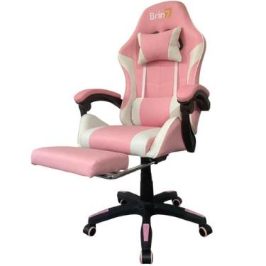 Imagem de Cadeira Gamer Rosa Brin7 B7-008 Reclinável Ergonômica Confortável Setu