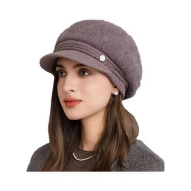 Imagem de Chapéu De Inverno Feminino Da Moda: Gorro De Tricô Elegante Com Forro 